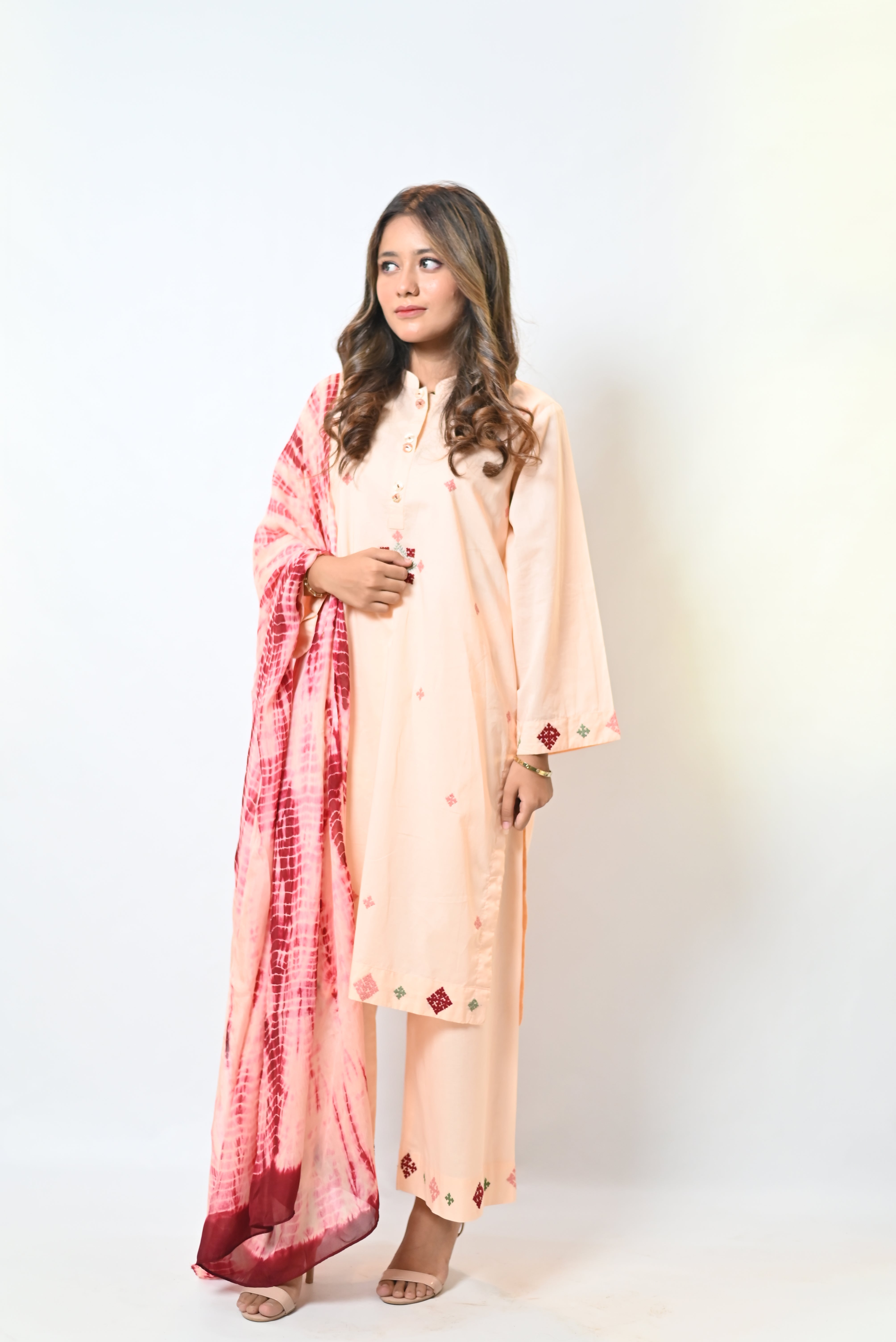 Dastan – Soft Pink Straight Shirt with Hexagonal Motif